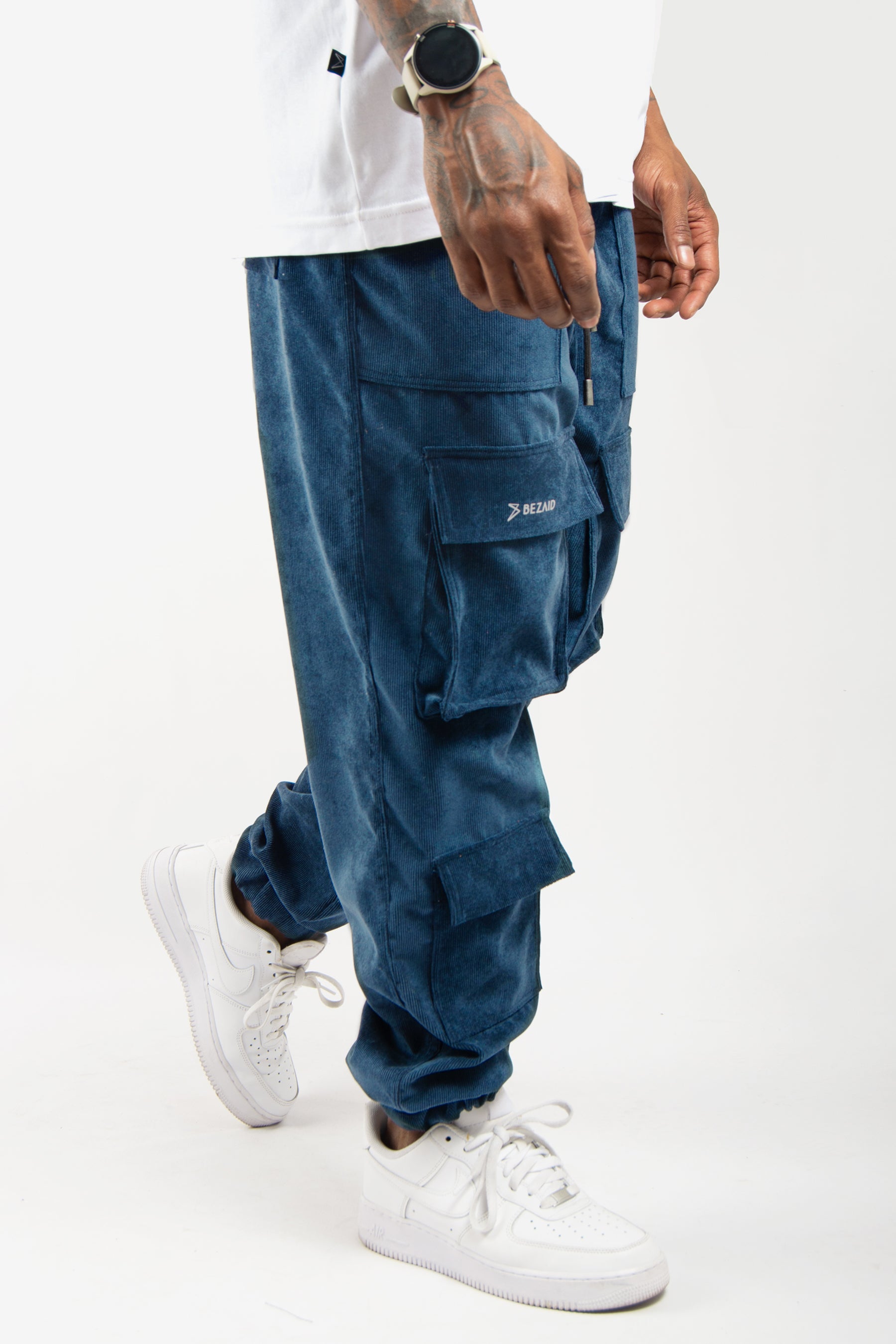Jogger Cargo Corduroy - Tapered Fit, Blue